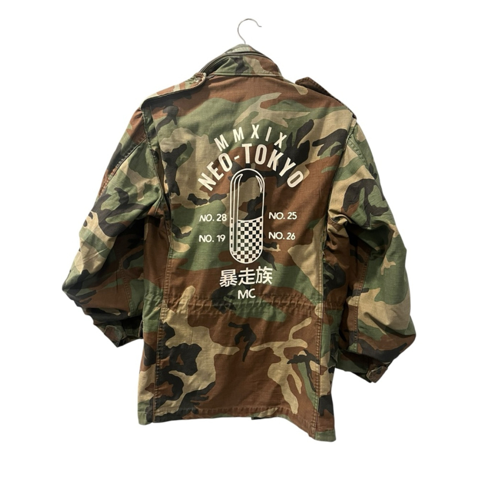 Vintage 1965 U.S Army M-65 Field Jacket "Neo-Tokyo" Camo Hooded Sz Small Vietnam